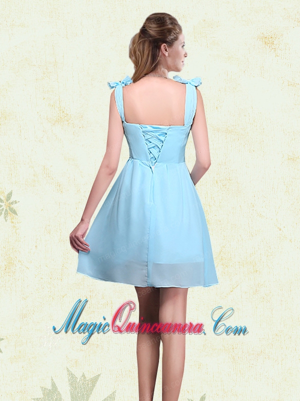 A Line Straps Dama Dresses with Ruching and Bowknot