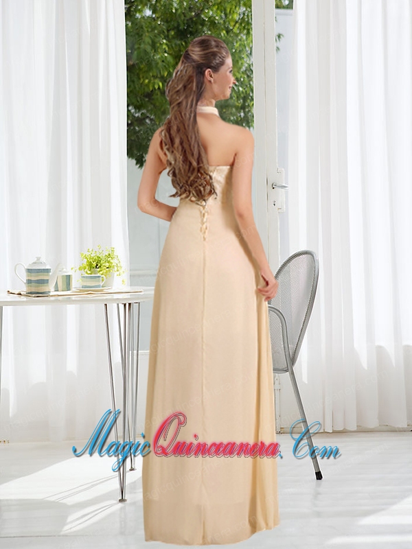 Halter Empire 2015 Classical Dama Dress with Lace