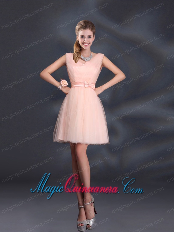 Baby Pink Mini Length 2015 The Most Popular Dama Dresses