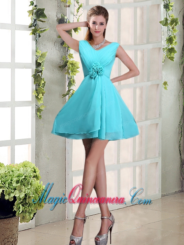 Ruching A Line Chiffon Lace Up Dama Dress