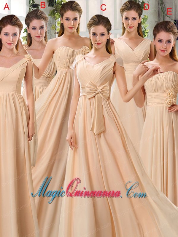 Champagne Ruching Chiffon Dama Dresses with Sweetheart