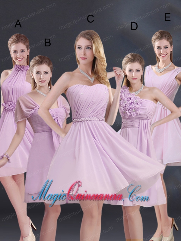 2015 Romantic Hand Made Flowers Sweetheart Dama Dress with Ruching