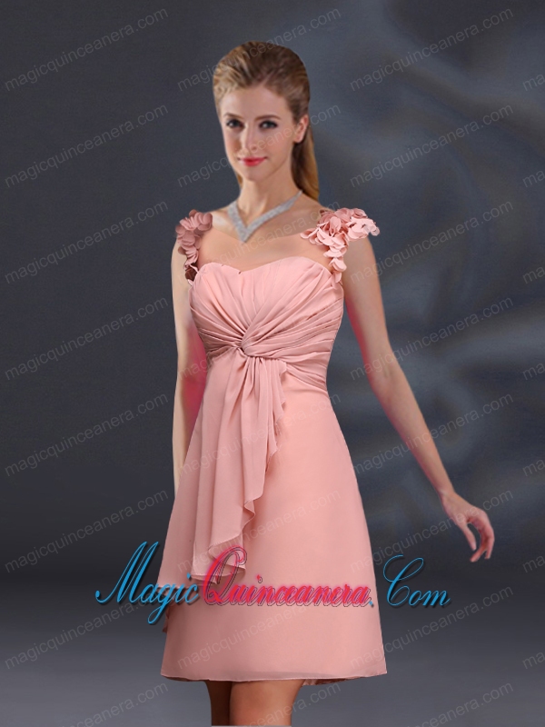 2015 Ruching Chiffon Dama Dresses in Peach