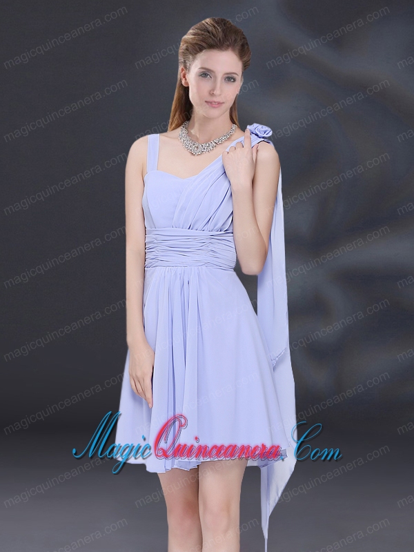 Chiffon Ruching 2015 Lavender Dama Dress with One Shoulder