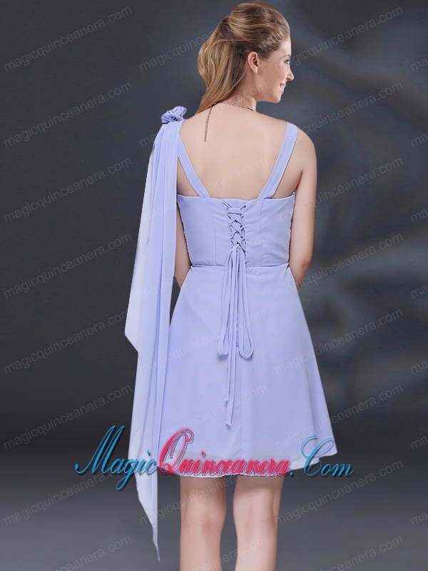 Chiffon Ruching 2015 Lavender Dama Dress with One Shoulder