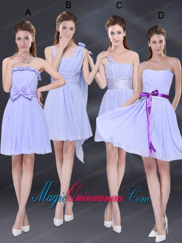 Chiffon Ruching 2015 Lavender Dama Dress with One Shoulder