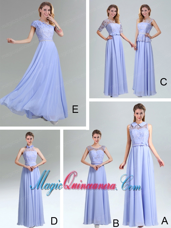 One Shoulder Belt Empire 2015 Appliques Dama Dress in Lavender