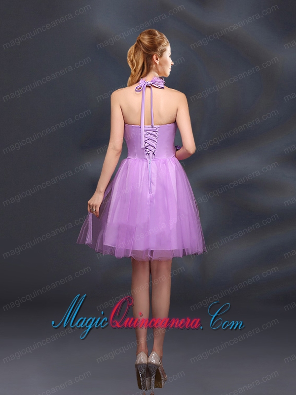 Beautiful Lilac A Line Appliques Dama Dresses with Halter