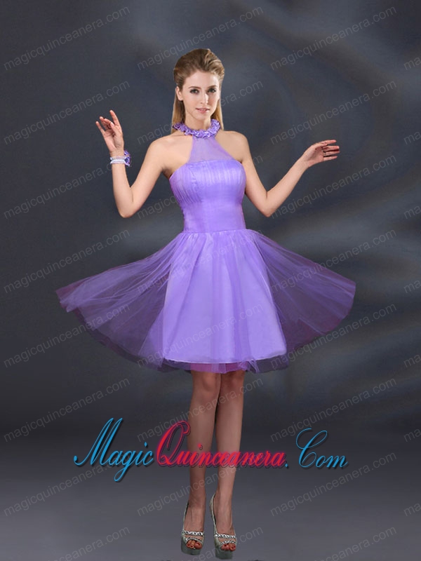 Beautiful Lilac A Line Appliques Dama Dresses with Halter