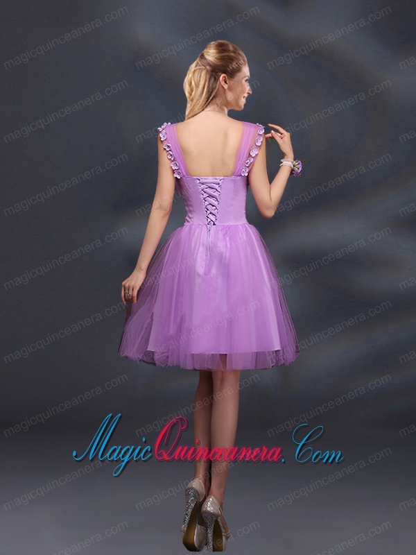 Elegant A Line Straps Lilac Dama Dresses with Appliques