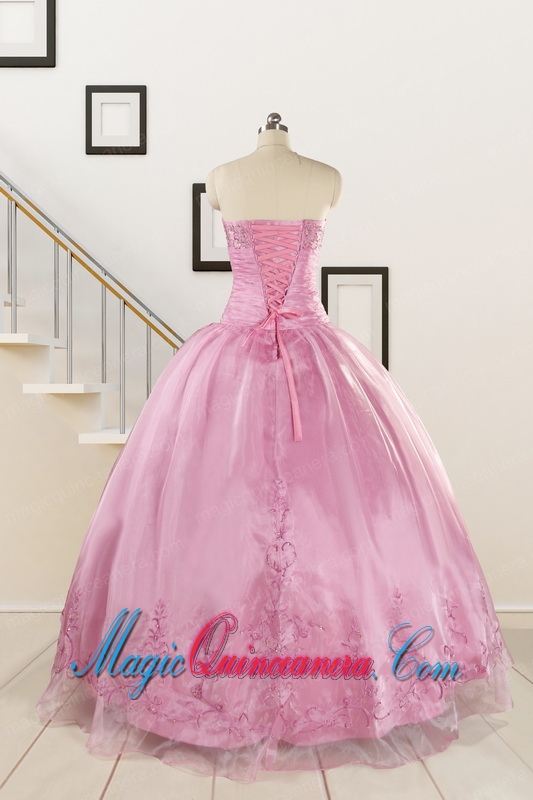 Pretty Baby Pink Quinceanera Dresses with Beading and Appliques for 2015