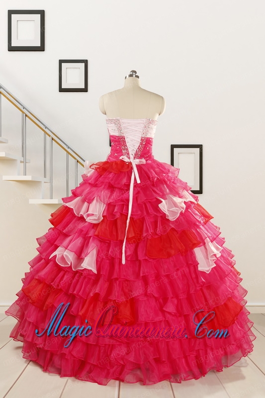 2015 Multi Color Hand Made FlowerQuinceanera Dress with One Shoulder