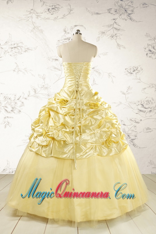 Yellow Sweetheart Ball Gown Quinceanera Dress for 2015