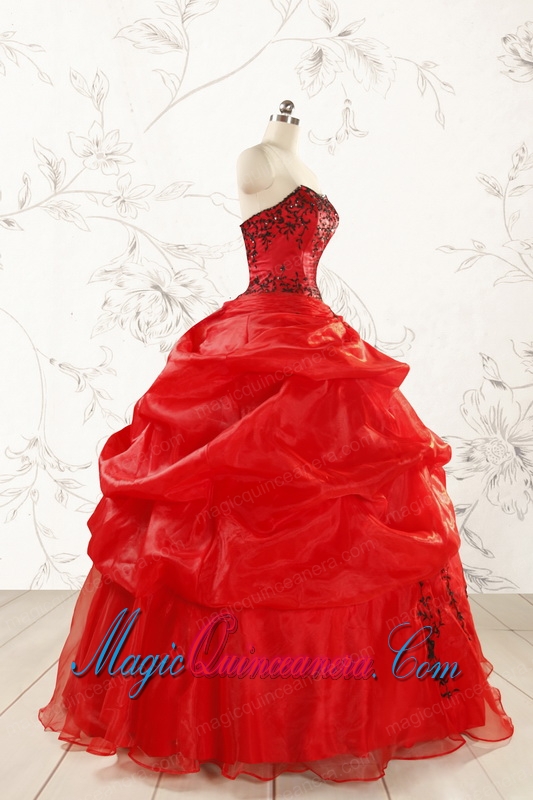 Top Seller Sweetheart Appliques Quinceanera Dress in Red