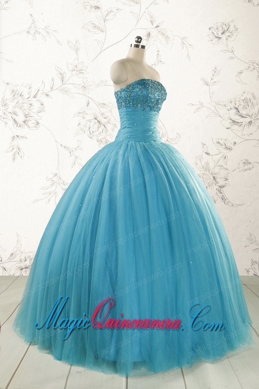 Cheap Strapless Quinceanera Dresses with Beading for 2015