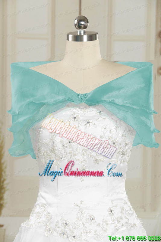 Romantic One Shoulder Light Blue Quinceanera Dress for 2015