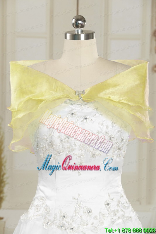 Cheap Yellow Sweetheart Ball Gown Quinceanera Dresses for 2015