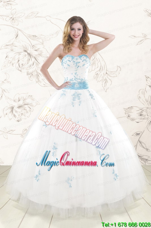 White Ball Gown Discount Pretty Quinceanera Dresses for 2015