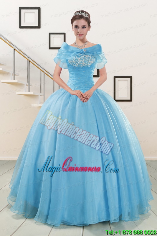 Aqua Blue Super Hot Puffy Sweet 16 Dresses for 2015