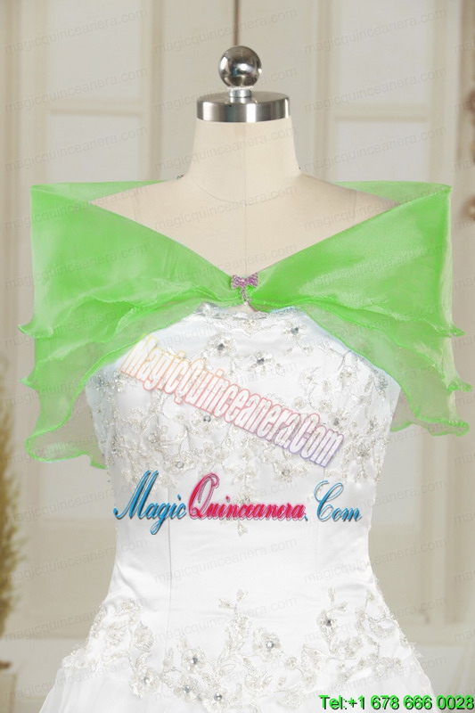 Spring Green 2015 Sweetheart Quinceanera Dresses with Beading and Bowknot