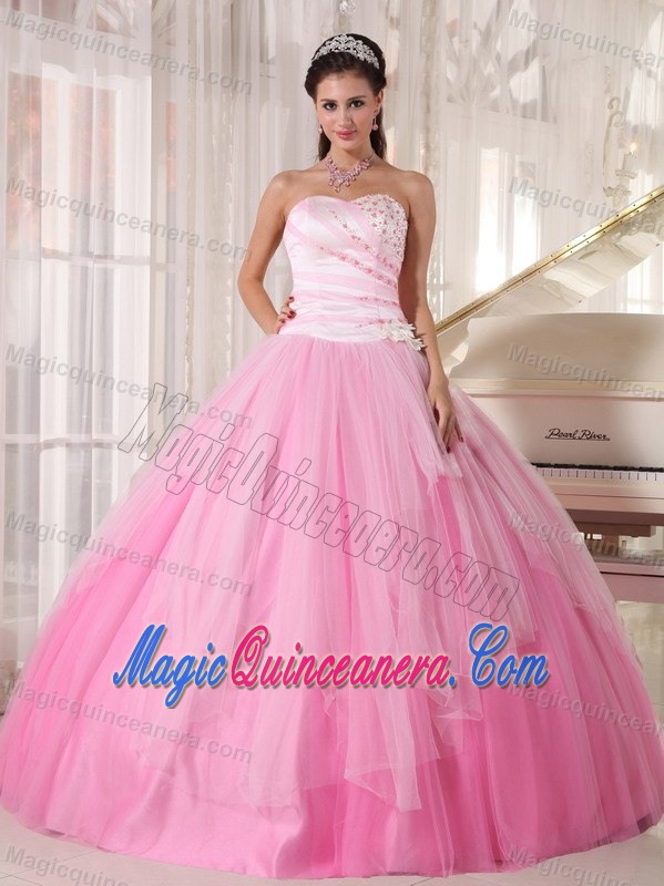 Pink Tulle Quinceanera Gowns Dresses with Beading in Puerto Rico