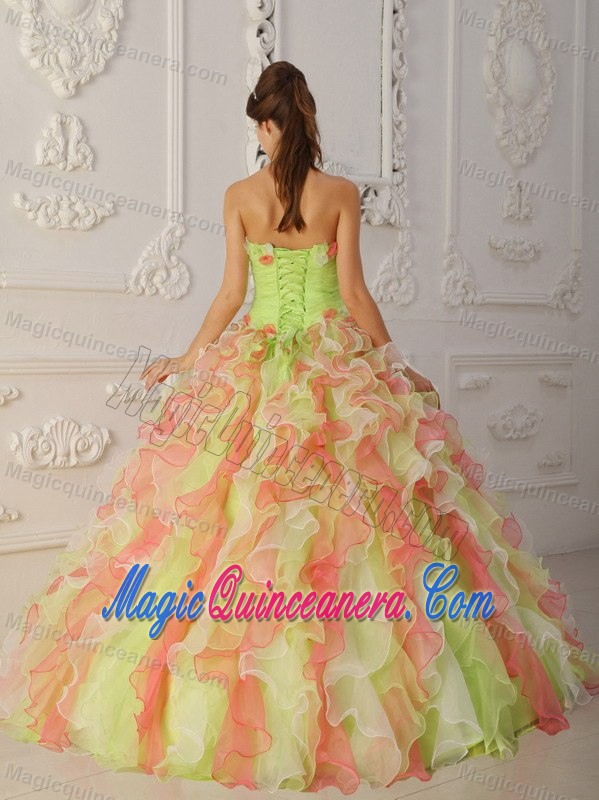 Colorful Strapless Dresses Quinceanera with Appliques and Ruffles