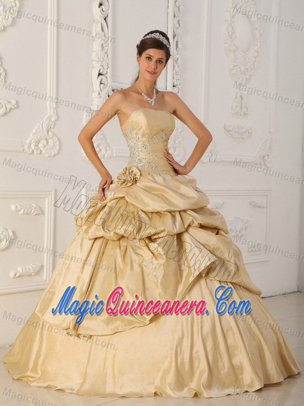 Custom Made Champagne Pick Ups Sweet 15 Dresses online