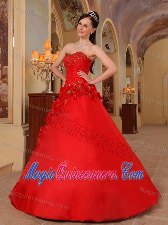 Handmade Flowers Red Dresses for Sweet 15 in Bahia Blanca