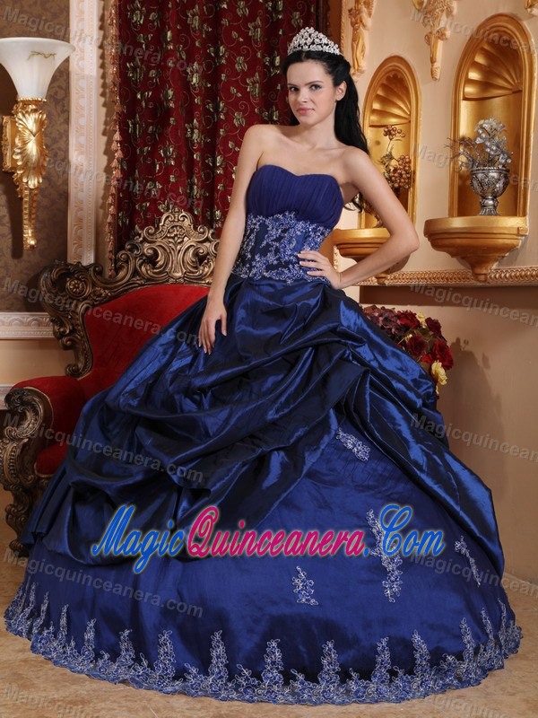 Lace Hem Pick Ups Navy Blue Sweet Sixteen Dresses 2013 Winter