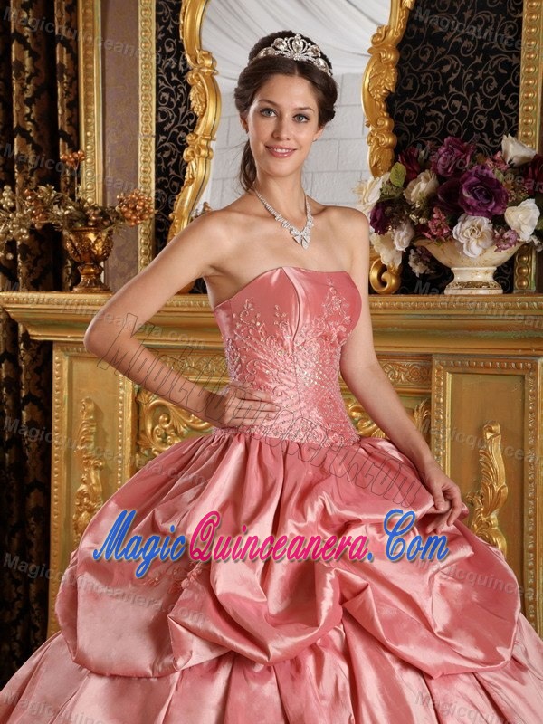 Strapless Ruffled Light Coral Quinceanera Party Dress for 2013