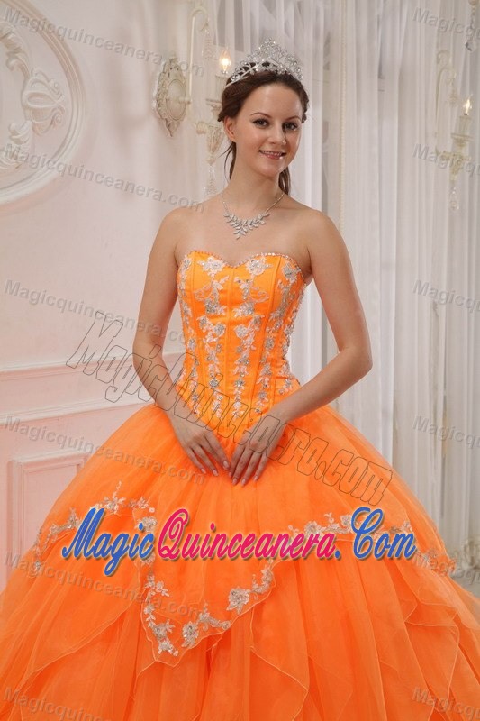 2013 Breathtaking Orange Quinceanera Dresses with Appliques