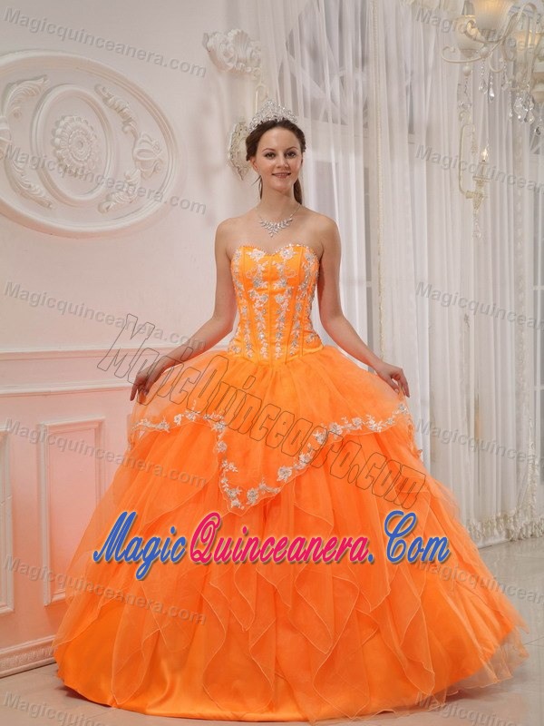 2013 Breathtaking Orange Quinceanera Dresses with Appliques