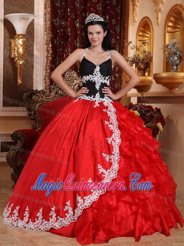 Multi-Color Halter Top Appliqued Ruffled Quinces Dress in Chajul