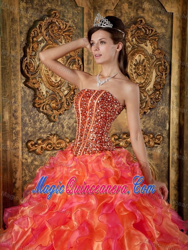 Best Multi-Color Dress for Sweet 15 with Beading and Ruffles