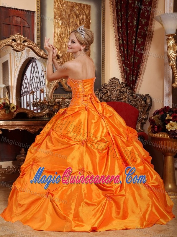 Orange Red Pick Ups Strapless Sweet 15/16 Birthday Dresses