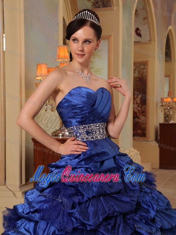 Blue Taffeta Pick Ups Organza Ruffles Quinceanera Dresses in Aachen