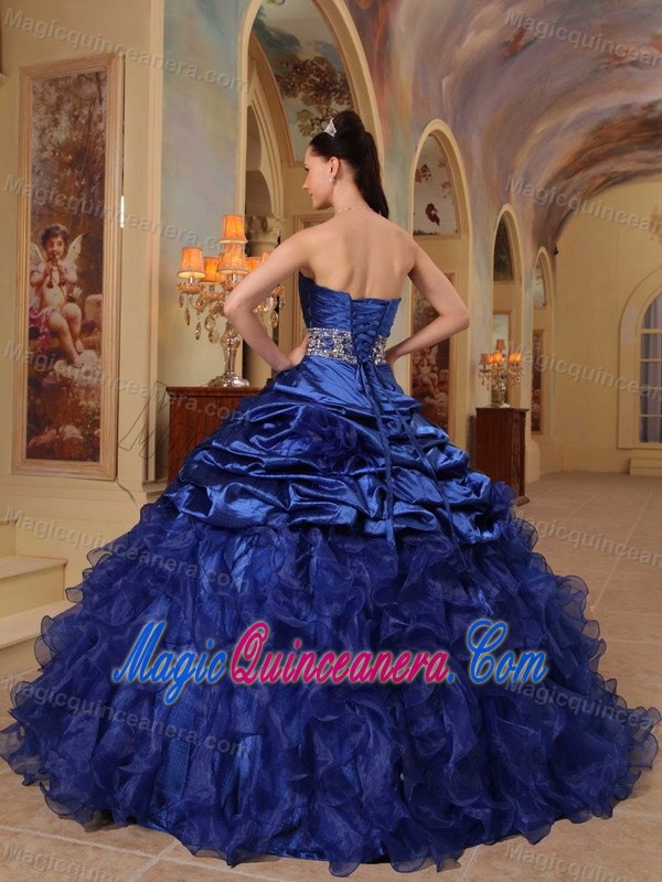 Blue Taffeta Pick Ups Organza Ruffles Quinceanera Dresses in Aachen