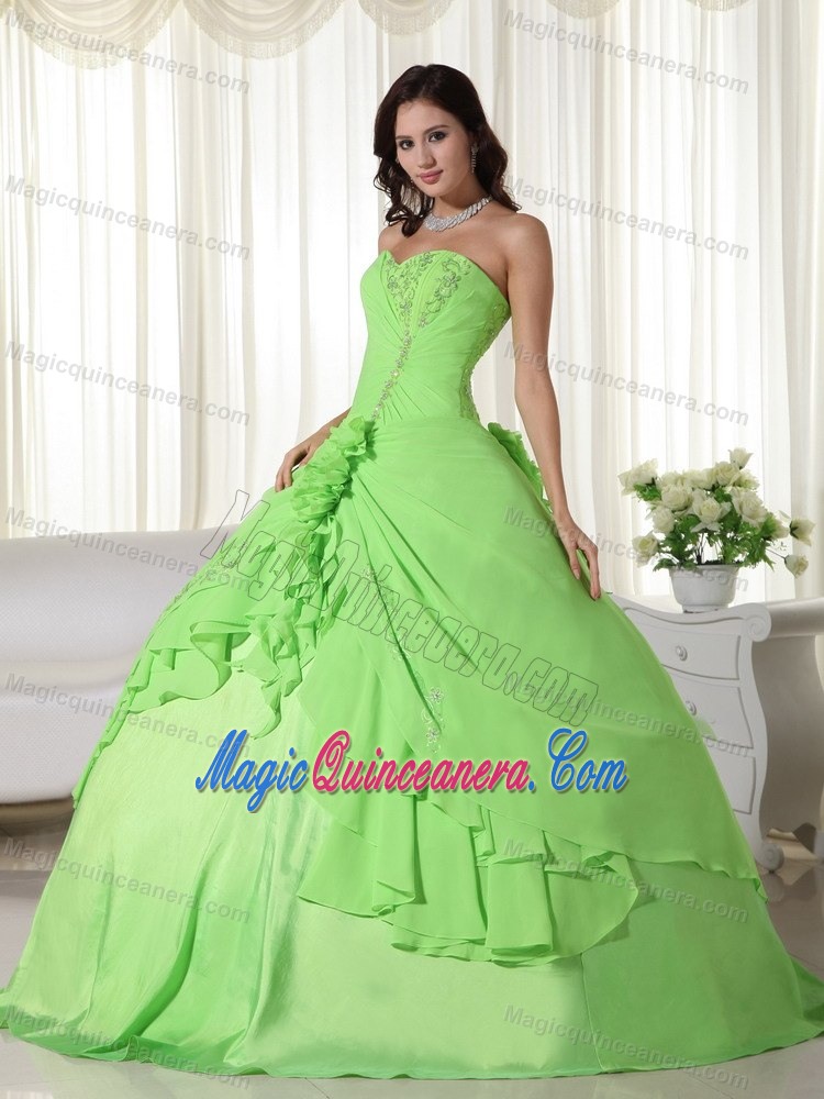 Spring Green Sweetheart Ruches Quinceanera Dresses in Antrim