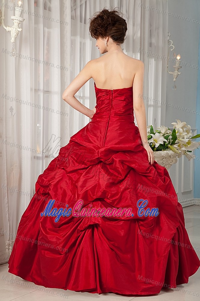 Red Strapless Taffeta Appliques Sweet 15 Dresses in Bristol