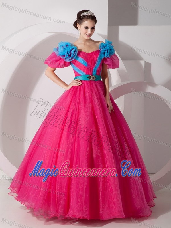 Two-toned Short Sleeves Cinderella Quinceanera Party Dress