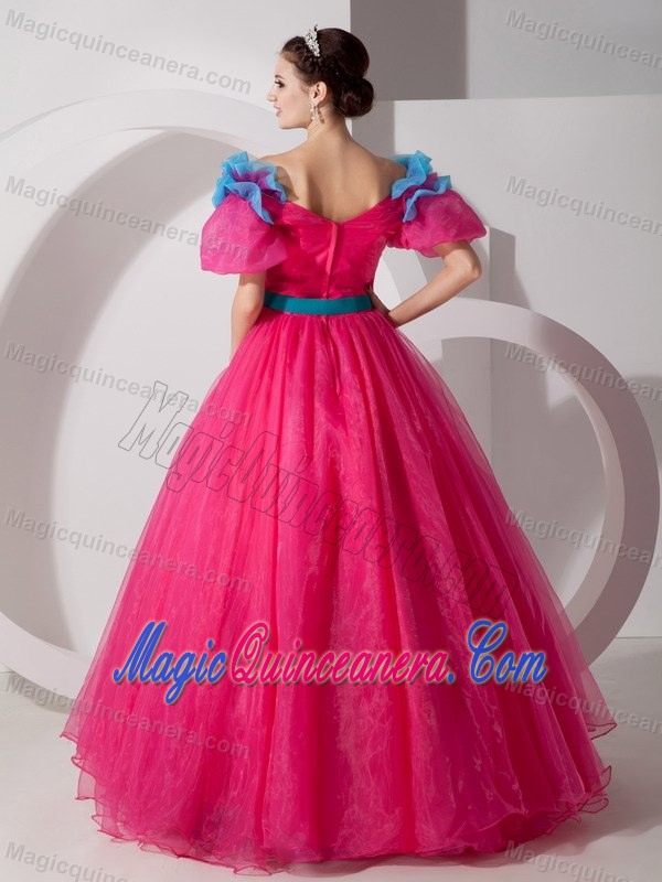 Two-toned Short Sleeves Cinderella Quinceanera Party Dress