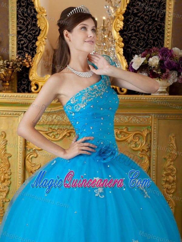 Tulle One Shoulder La Quinceanera Dresses with Beading and Appliques