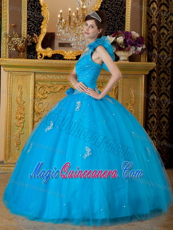 Tulle One Shoulder La Quinceanera Dresses with Beading and Appliques