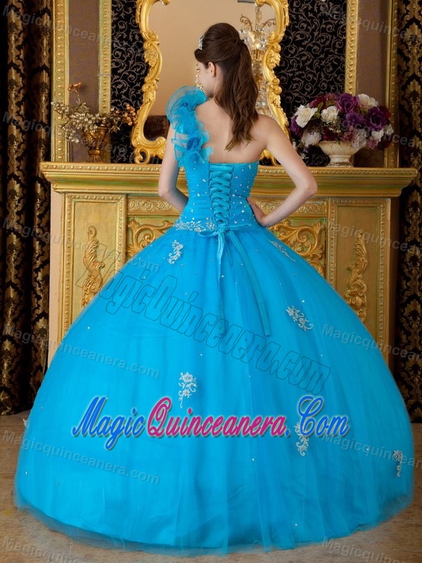 Tulle One Shoulder La Quinceanera Dresses with Beading and Appliques