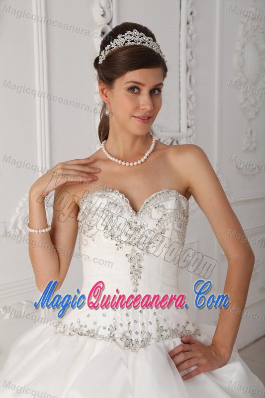 Recommended White Pick-ups Sweet Sixteen Dresses Beading in Taffeta