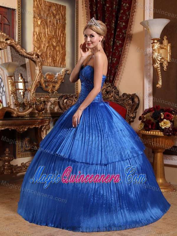 Noble Royal Blue Pleat Quinceanera Dresses with Appliques in Phoenix