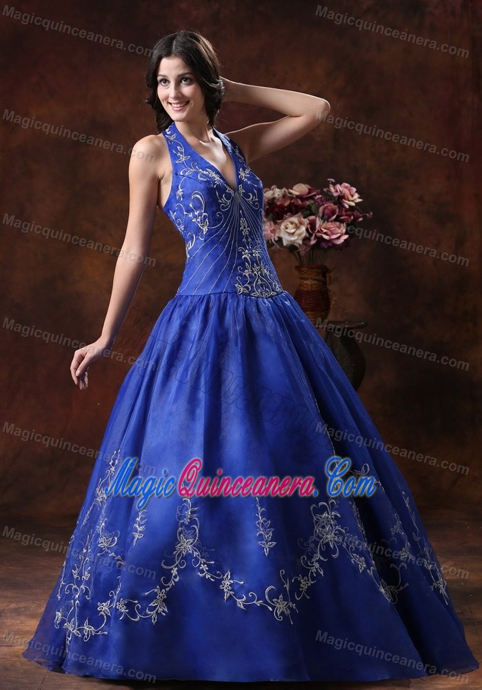 Toowoomba New Halter Top Organza Quinceanera Dress Embroidery