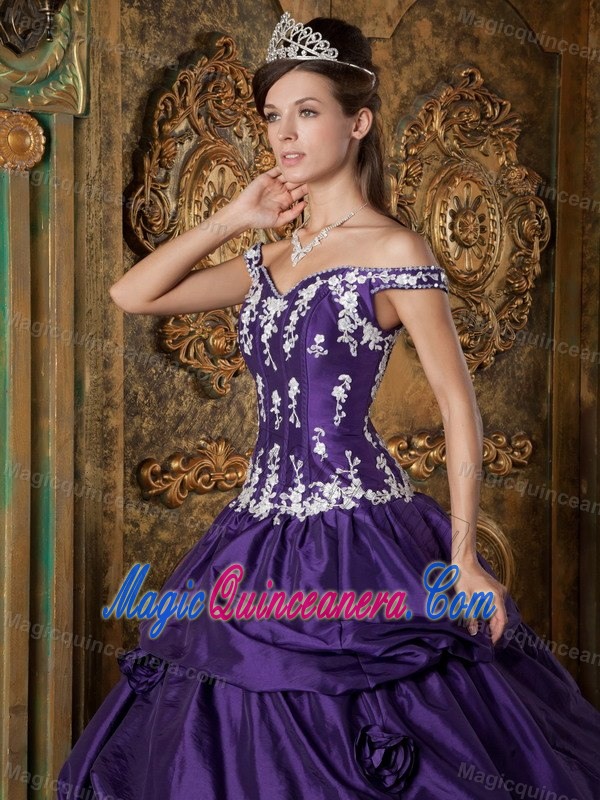 Launceston New Purple Off the Shoulder Dress Quinceanera Appliques