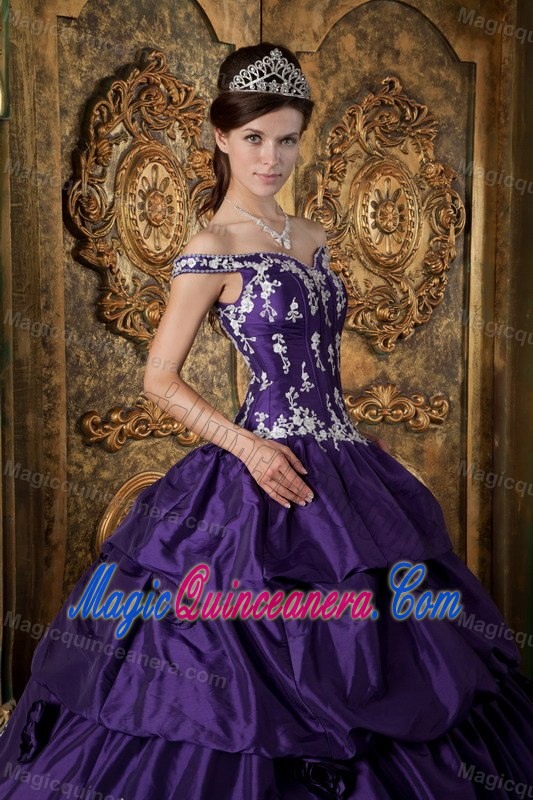 Launceston New Purple Off the Shoulder Dress Quinceanera Appliques