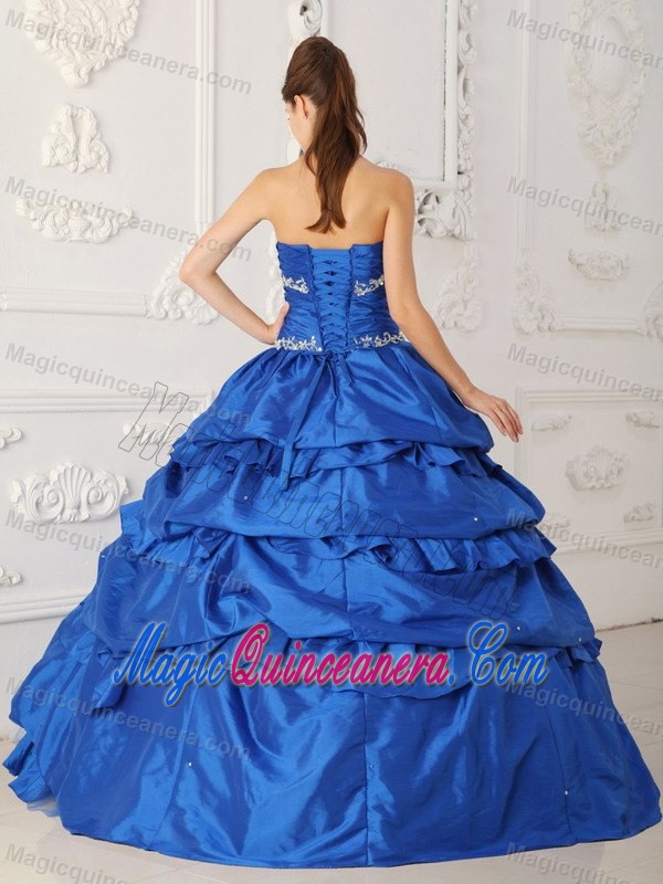 Popular Pick-ups Appliques Sweetheart Sweet Sixteen Dresses in Blue